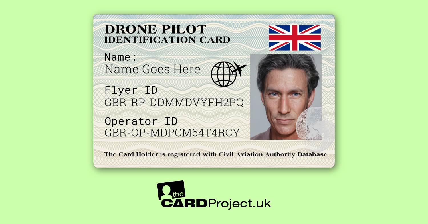 Drone Pilot Operator Photo ID Card, Double Sided card with CAA QR Code